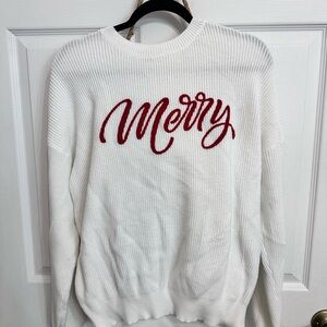 Festive White 'Merry' Sweater